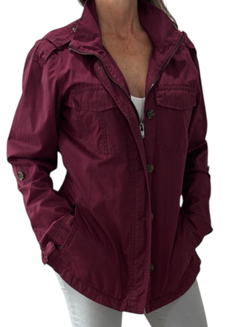 Buffalo David Bitton Utility Jacket - Maroon Size S - Picture 2 of 12
